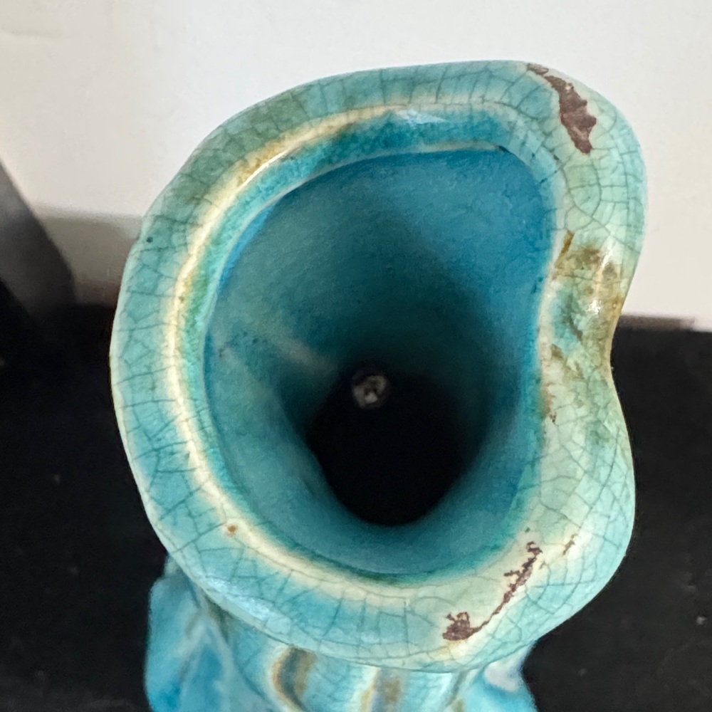 Vintage 1990s Blue Crackle Dress Silhouette Vase - Picture 5 of 7
